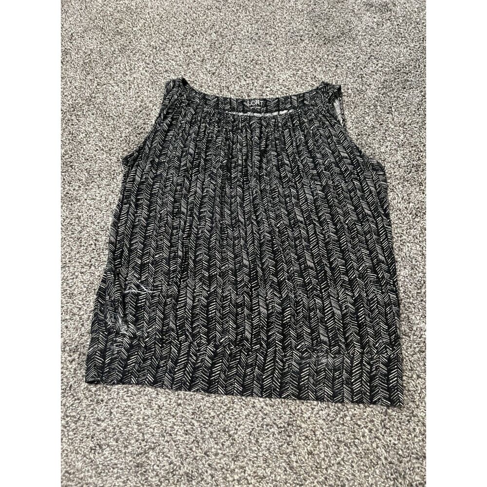 Ann Taylor LOFT black and white herringbone chevron sleeveless tank top M